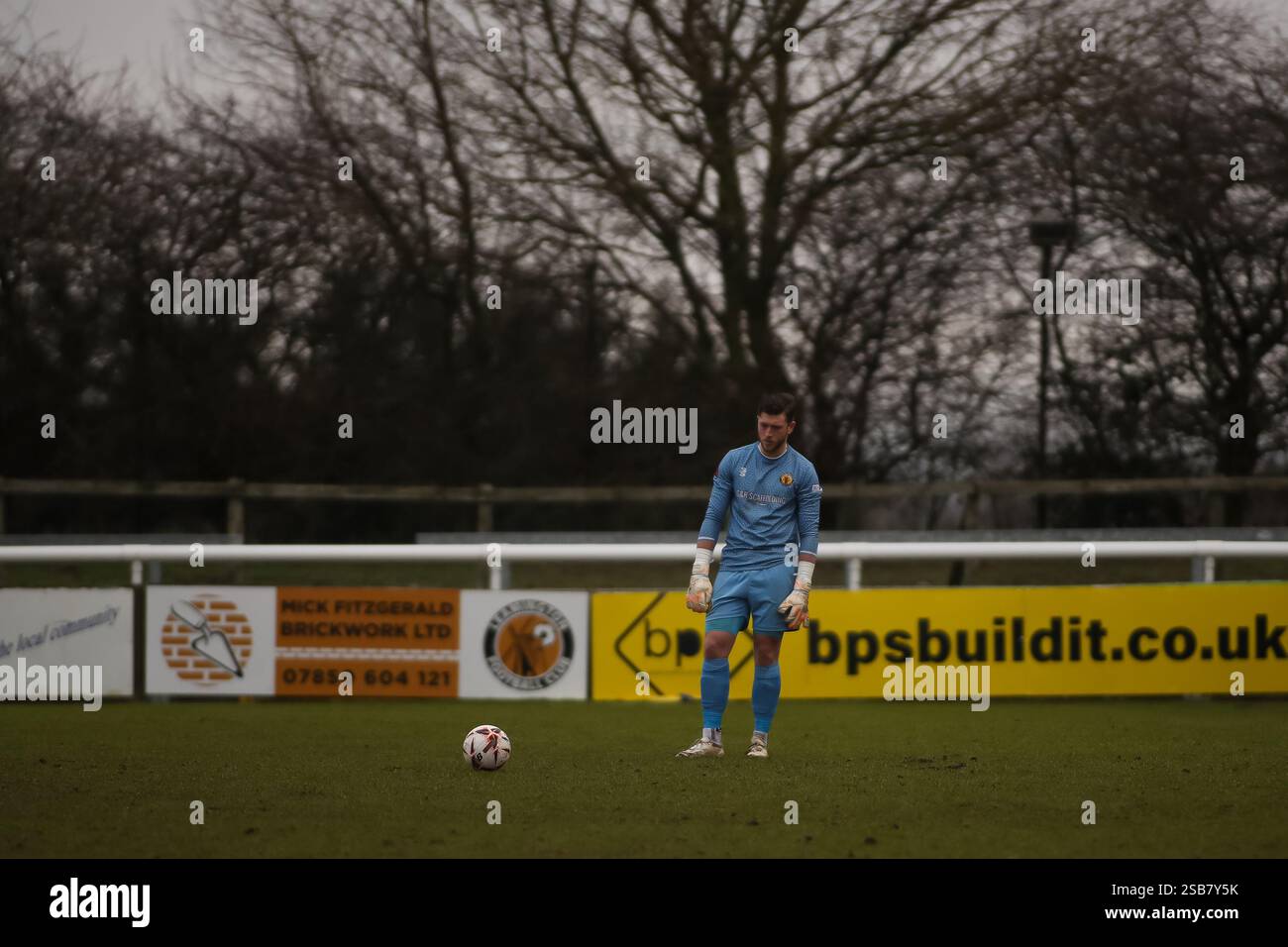 Callum Hawkins di Leamington durante la partita della National League North, Leamington contro Marine Foto Stock