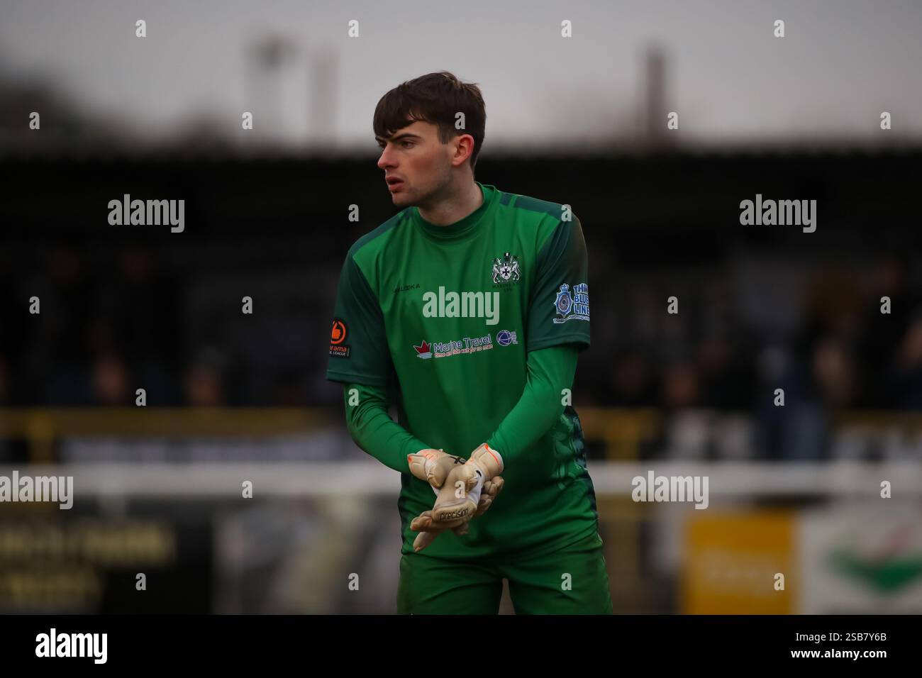 Andrew Wogan dei Marine durante la partita della National League North, Leamington contro Marine Foto Stock