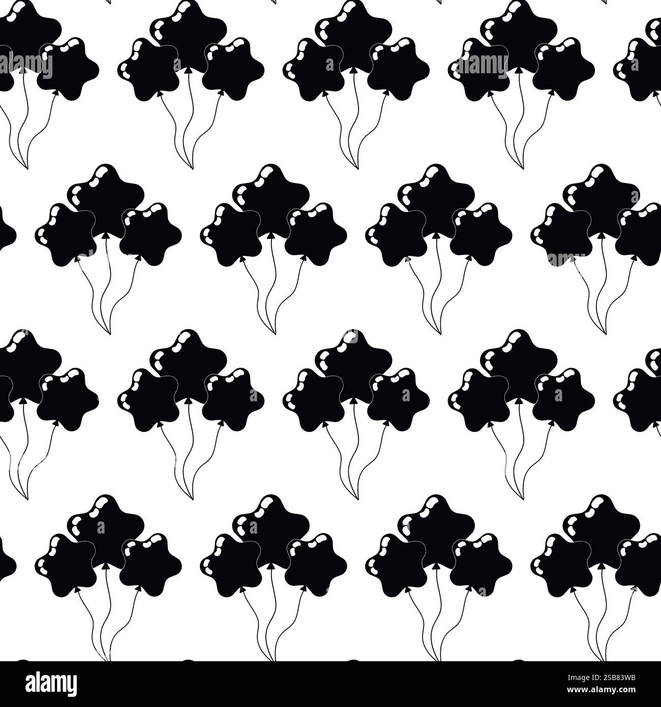 Palloncini neri a forma di stella su sfondo bianco per un arredamento o un design festivo Illustrazione Vettoriale