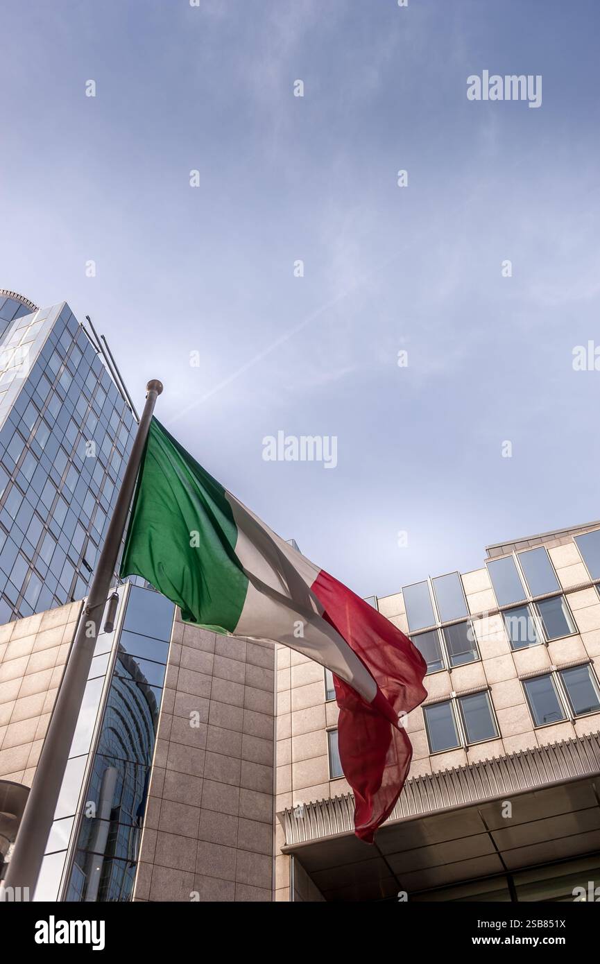 Edificio del Parlamento europeo, Bruxelles, Belgio – architettura moderna e punto di riferimento politico Foto Stock