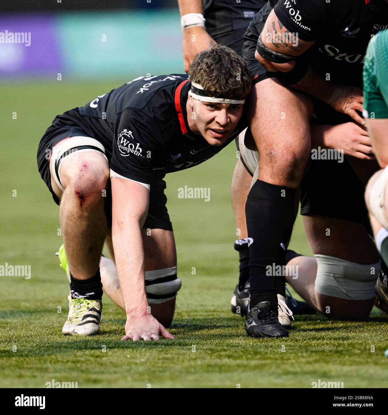 LONDRA, REGNO UNITO. 01 febbraio 25. Max Eke dei Saraceni in azione durante la Premiership Rugby Cup Saracens Men vs Ealing Trailfinders allo Stonex Stadium sabato 1 febbraio 2025. LONDRA, INGHILTERRA. Crediti: Taka G Wu/Alamy Live News Foto Stock