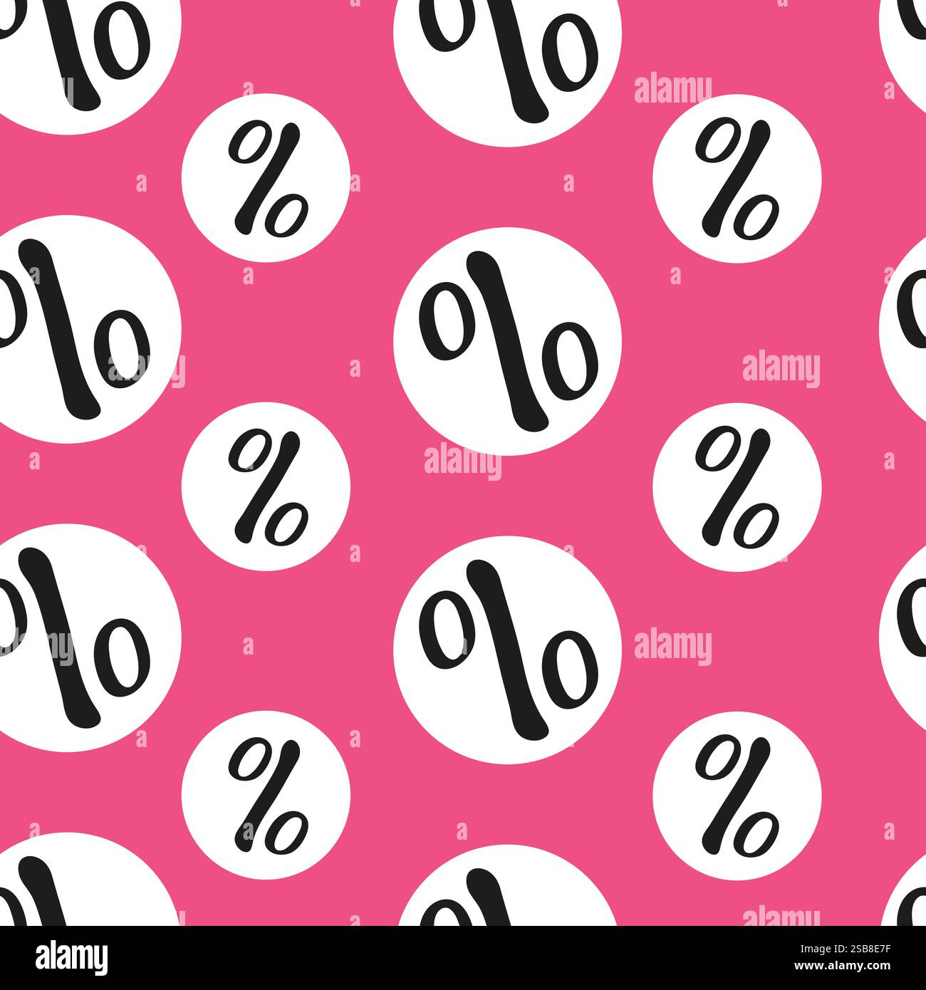 Motivo divertente e vivace con segni di percentuale su sfondo rosa brillante Illustrazione Vettoriale