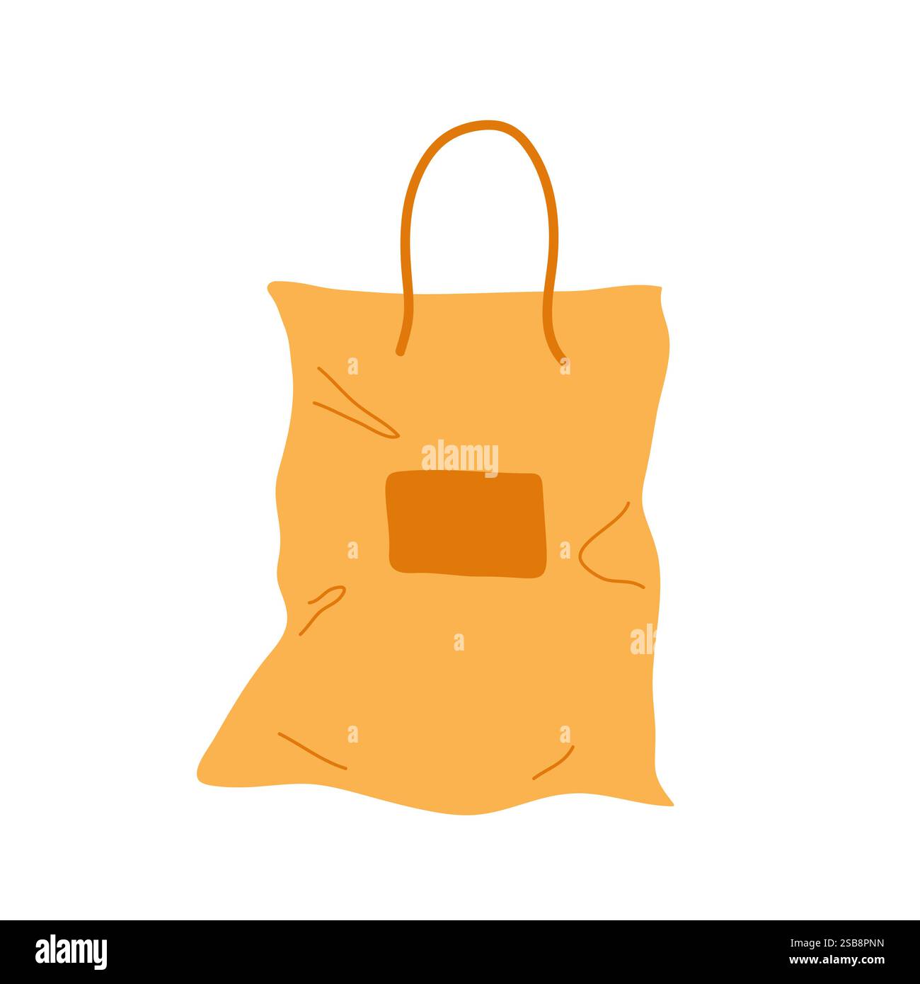 Immagine di una borsa della spesa riutilizzabile deformata in un vivace colore arancione con una maniglia Illustrazione Vettoriale