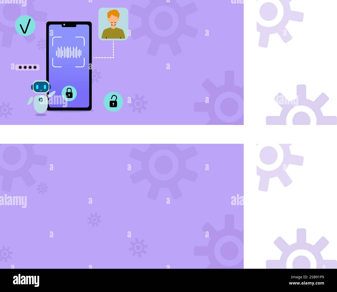 Sblocco riconoscimento vocale sullo smartphone Illustrazione Vettoriale
