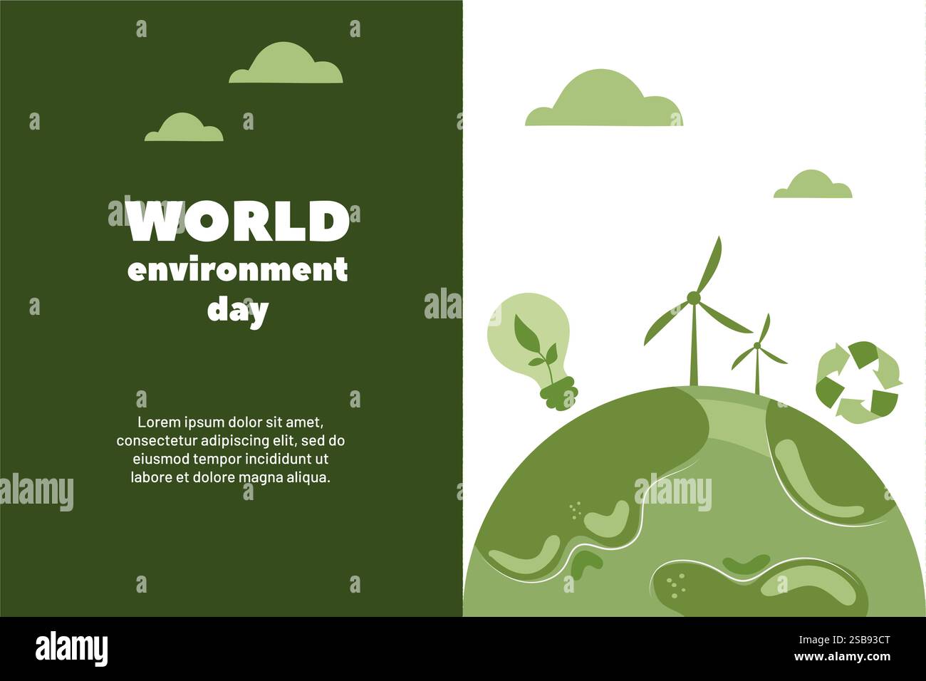 Celebrazione della consapevolezza ambientale in occasione della giornata mondiale dell'ambiente con illustrazioni e simboli Illustrazione Vettoriale