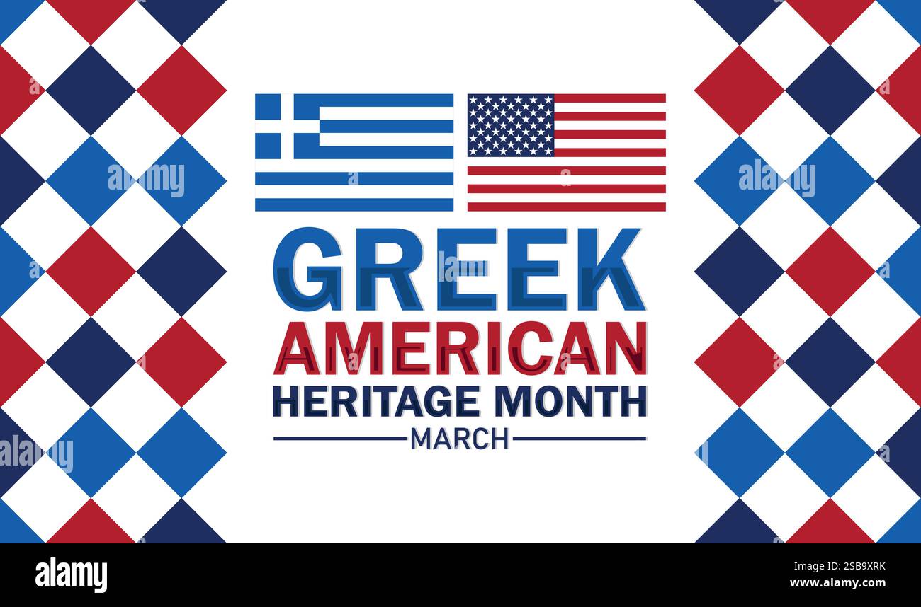 Mese del patrimonio greco-americano. Illustrazione vettoriale. Elemento di design per banner, poster o scheda. Illustrazione Vettoriale