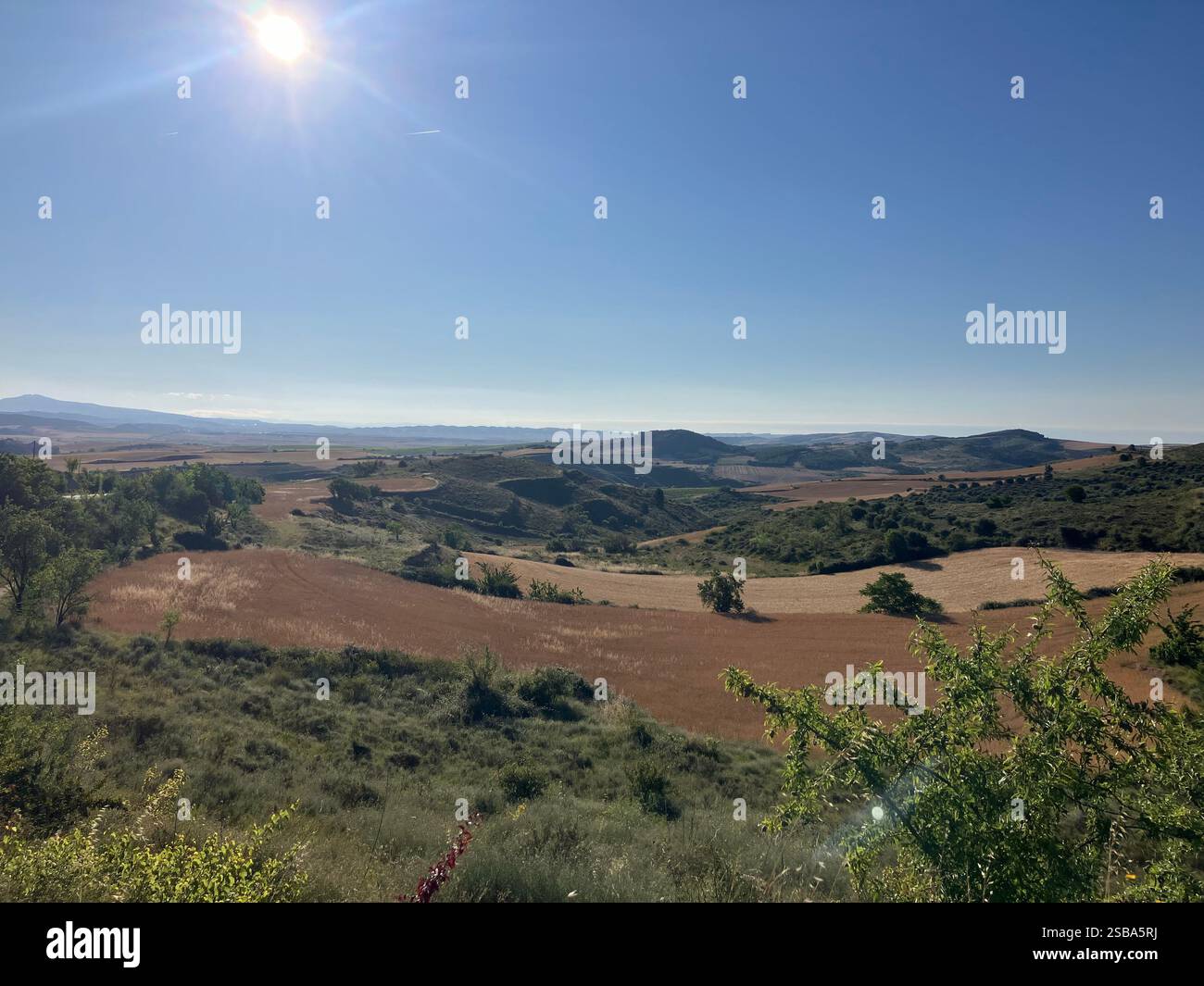 Vedute della Navarra dal Camino Francés, Navarra, Spagna - Immagine stock catturata con smartphone