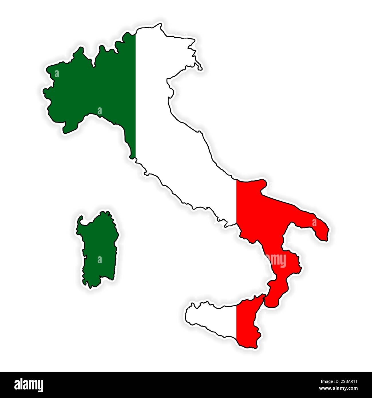 Mappa delle bandiere dell'Italia. Isolato su sfondo bianco. Progettazione vettoriale. Illustrazione Vettoriale
