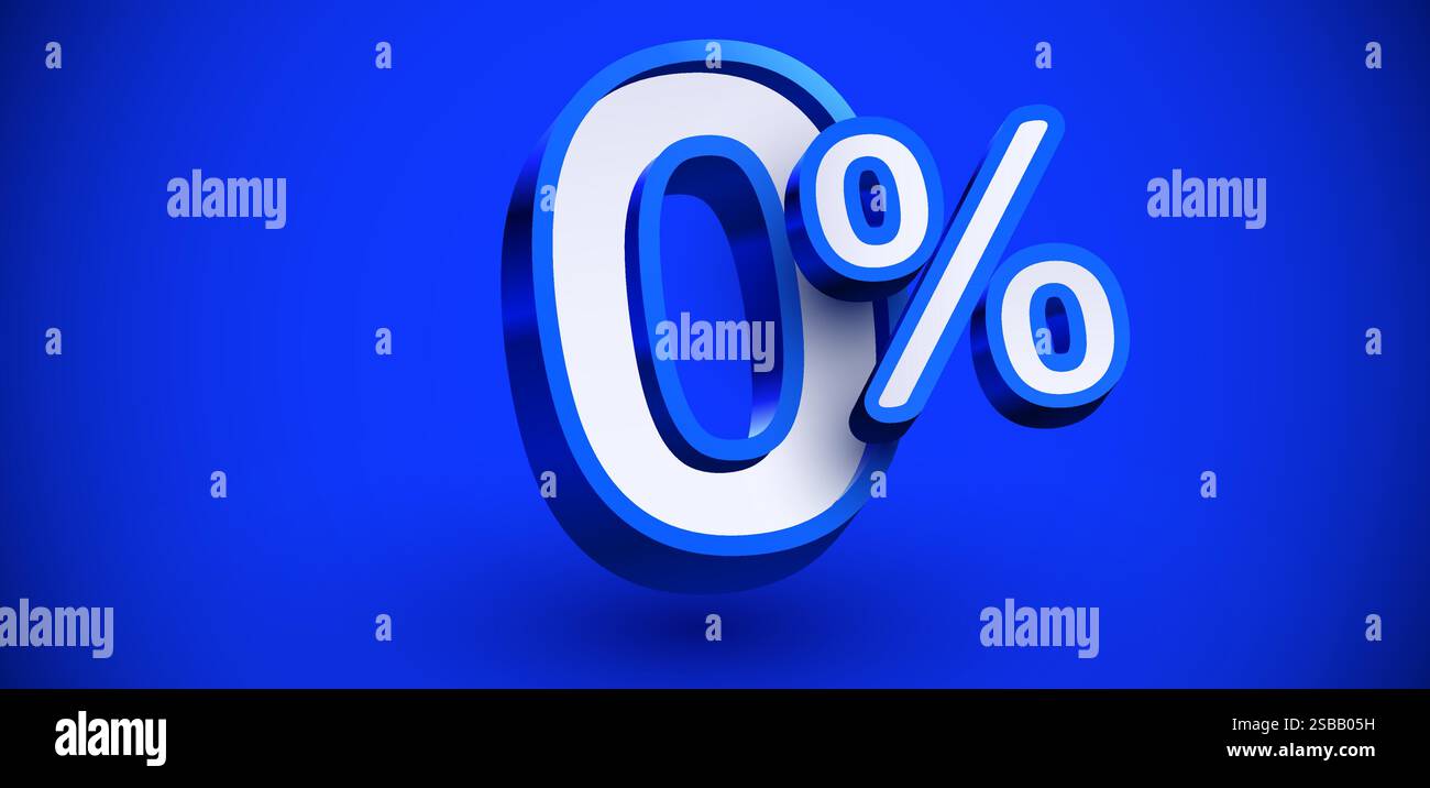 0 percento. numero 3d 0. Banner di vendita. Illustrazione vettoriale. Illustrazione Vettoriale