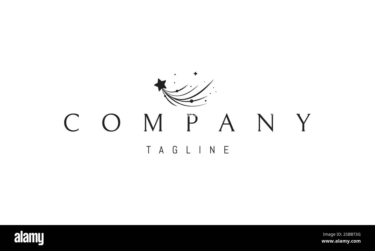 Logo vettoriale con un'immagine astratta di una stella volante nel cielo. Illustrazione Vettoriale