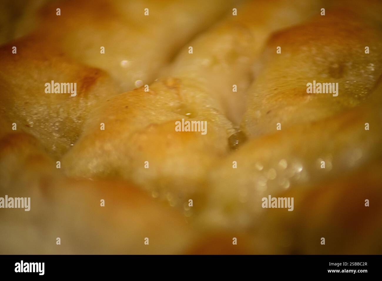 Focaccia tradizionale, primo piano, l'antica ricetta ligure. Foto Stock