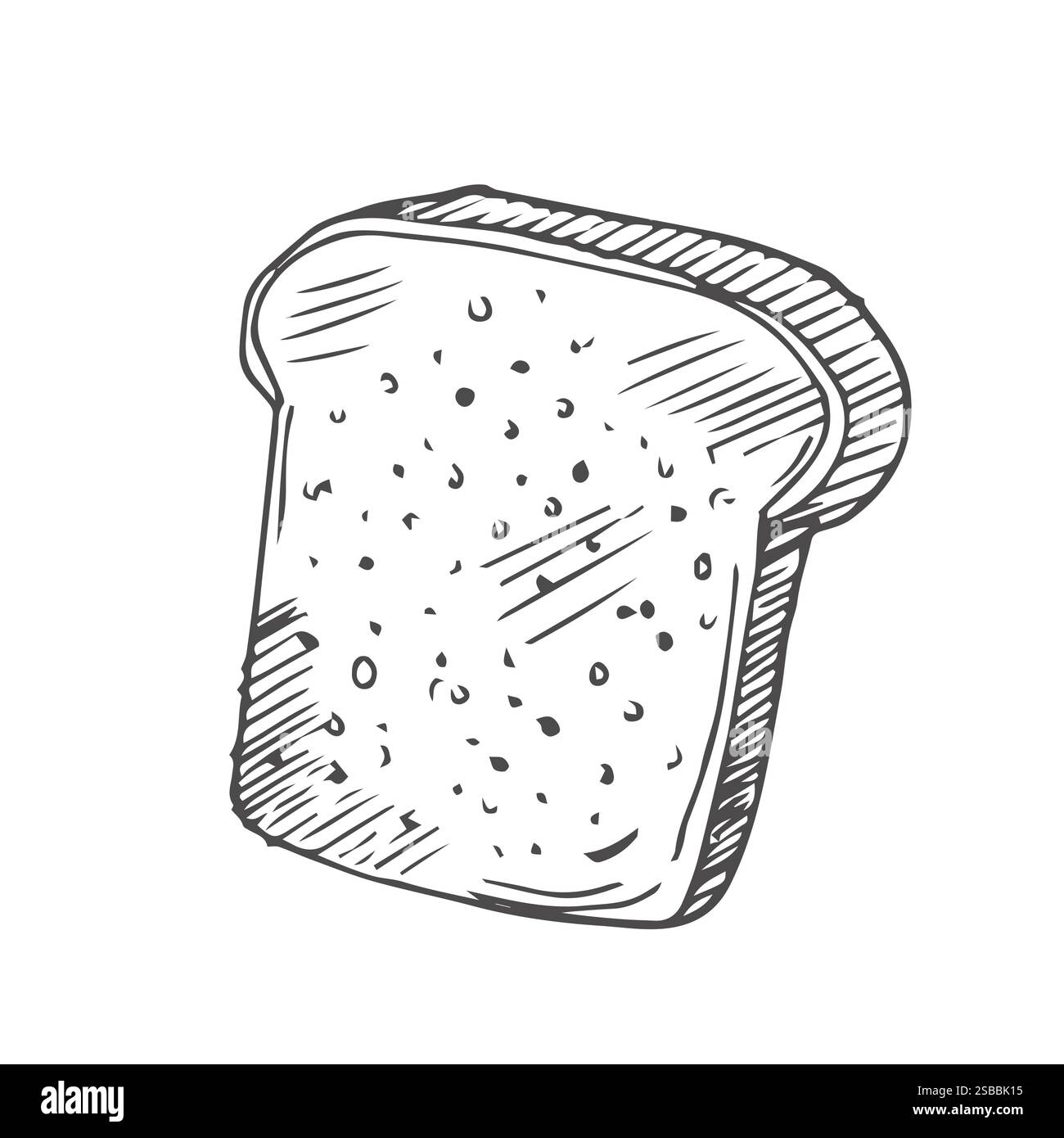 illustrazione del set di pane tritato a fette e tostini isolati su bianco. segale di frumento o pane quadrato a grani interi con varie fette di pane. icone sandwich co Illustrazione Vettoriale