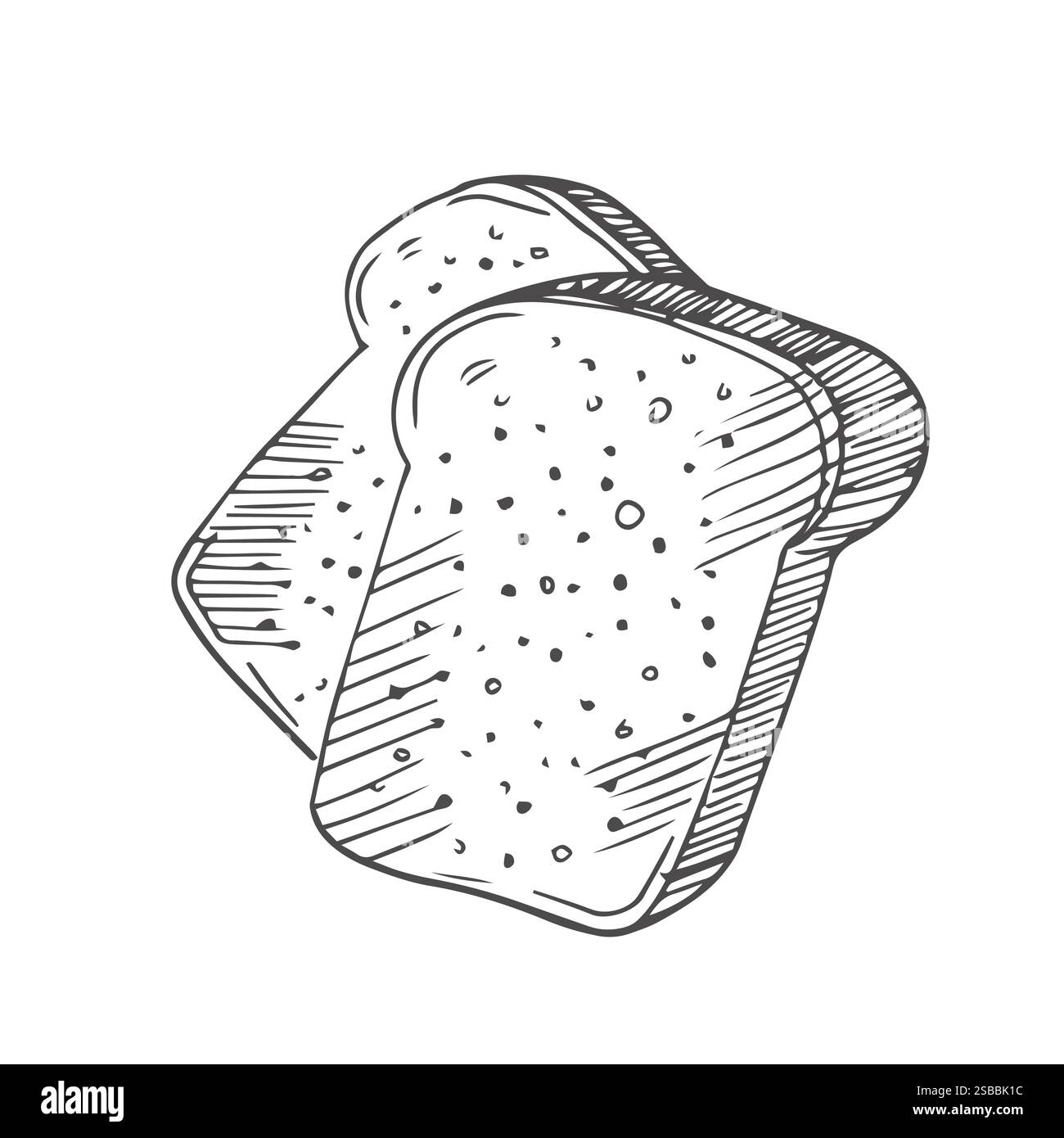 illustrazione del set di pane tritato a fette e tostini isolati su bianco. segale di frumento o pane quadrato a grani interi con varie fette di pane. icone sandwich co Illustrazione Vettoriale