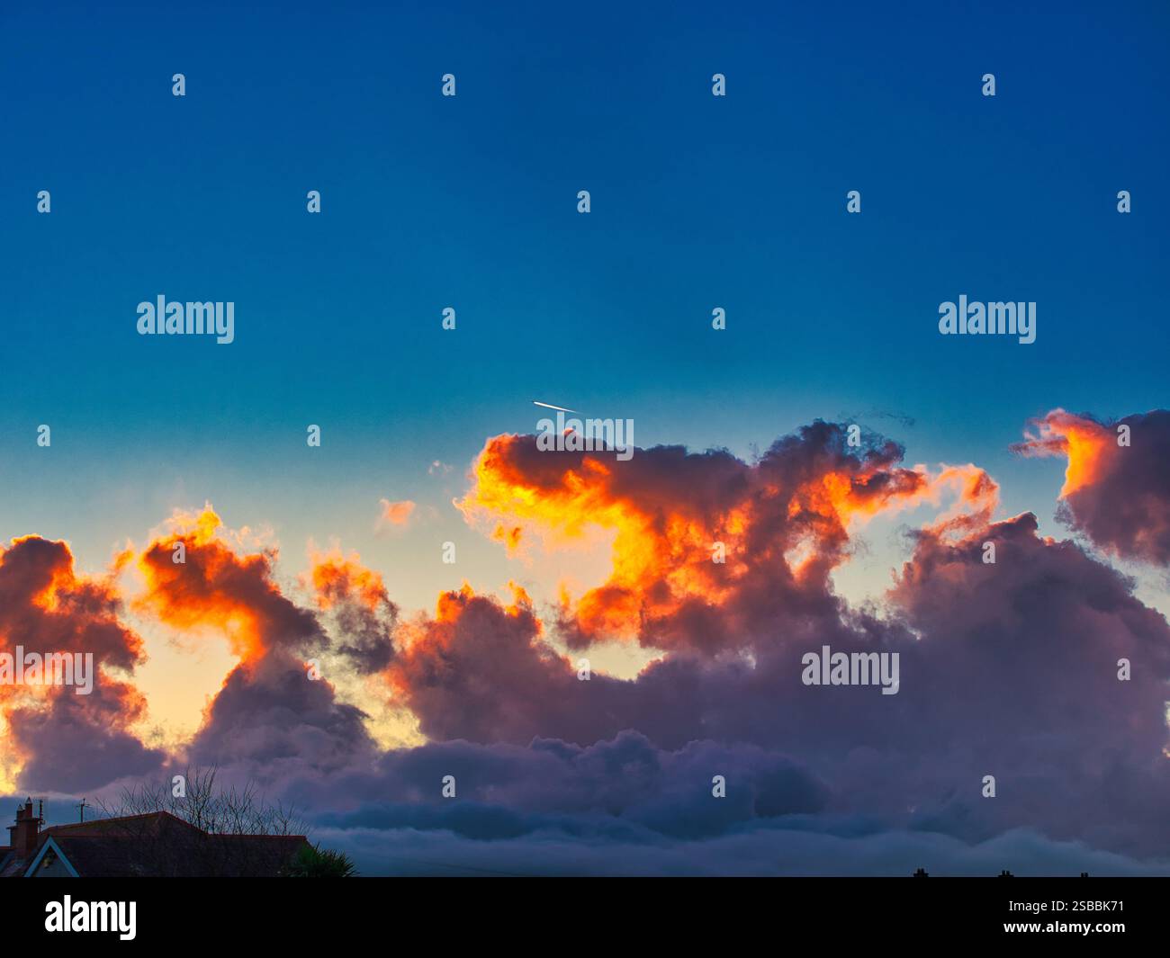 Cielo serale su Groomsport, Contea di Down, Irlanda del Nord Foto Stock