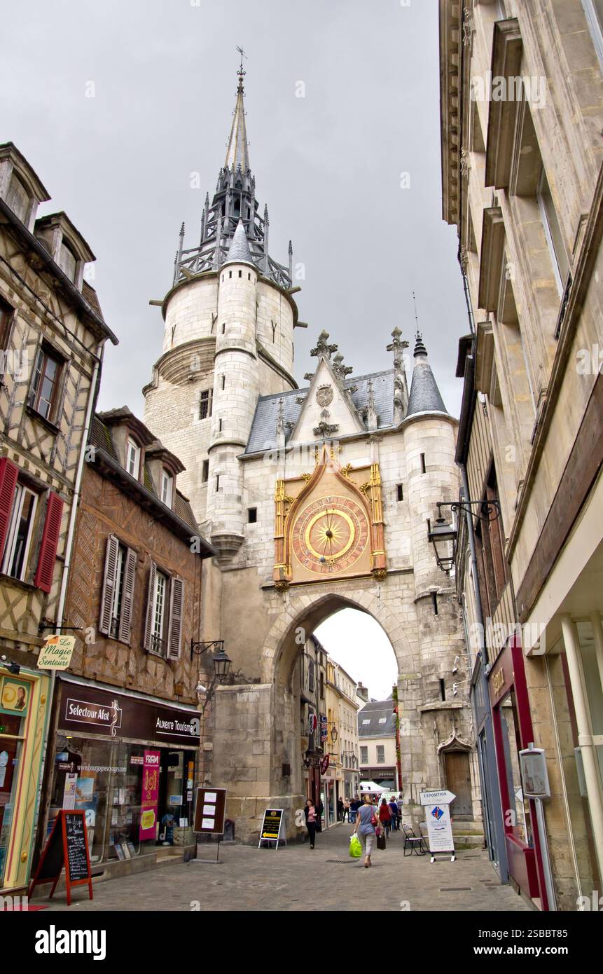 La Tour de l'Horloge, Auxerre Foto Stock