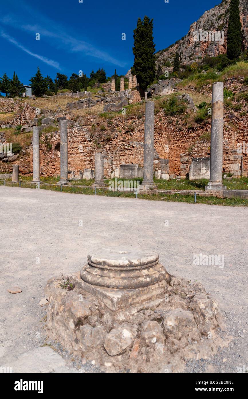 Agora Romana nel sito archeologico di Delfi Foto Stock