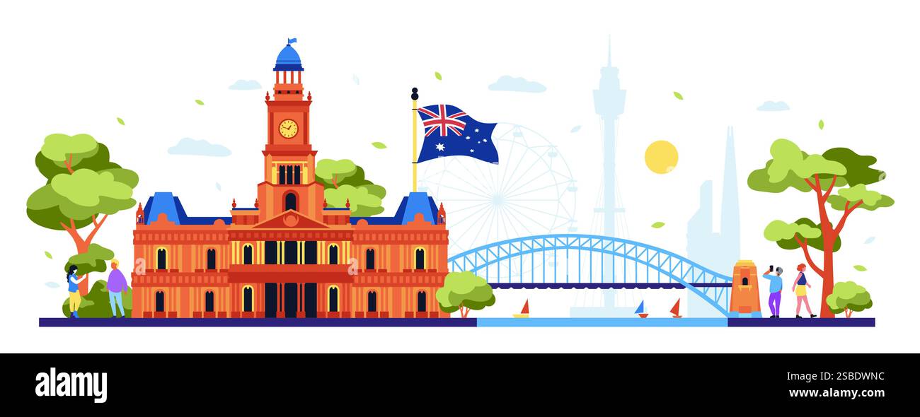 Edificio del Municipio in Australia - illustrazione vettoriale di colore moderno Illustrazione Vettoriale