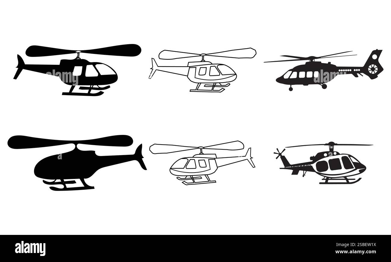Diversi tipi di illustrazioni dell'elicottero Illustrazione Vettoriale