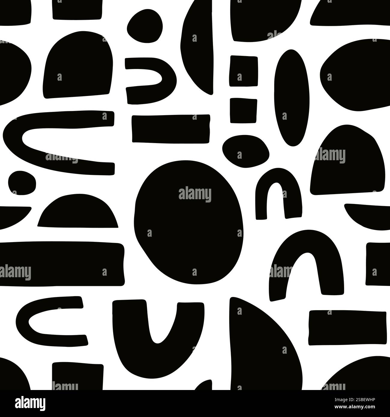 Motivo senza cuciture astratto. Le forme dei doodle disegnate a mano vengono stampate Illustrazione Vettoriale