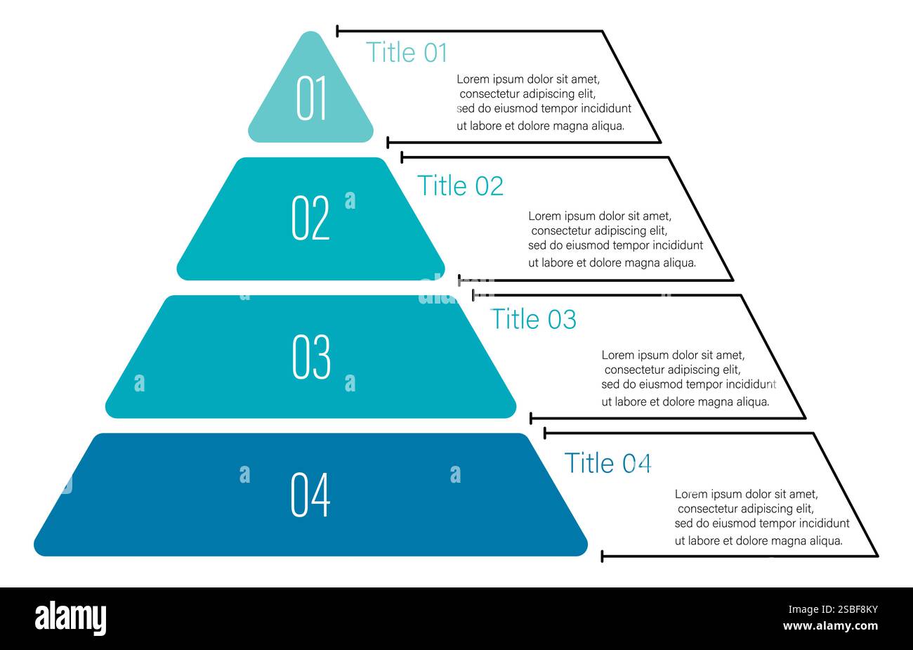 Un diagramma piramidale dettagliato che mostra un modello gerarchico costituito da quattro livelli distinti di organizzazione Illustrazione Vettoriale