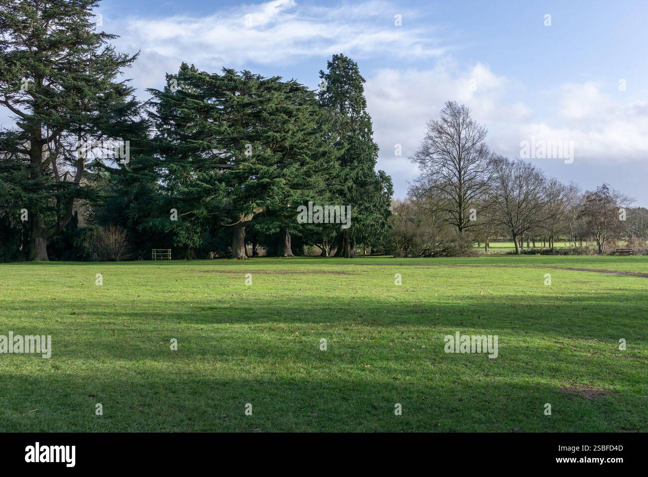 Vista sul South Lawn in inverno, Delapre Abbey, Northampton, Regno Unito Foto Stock