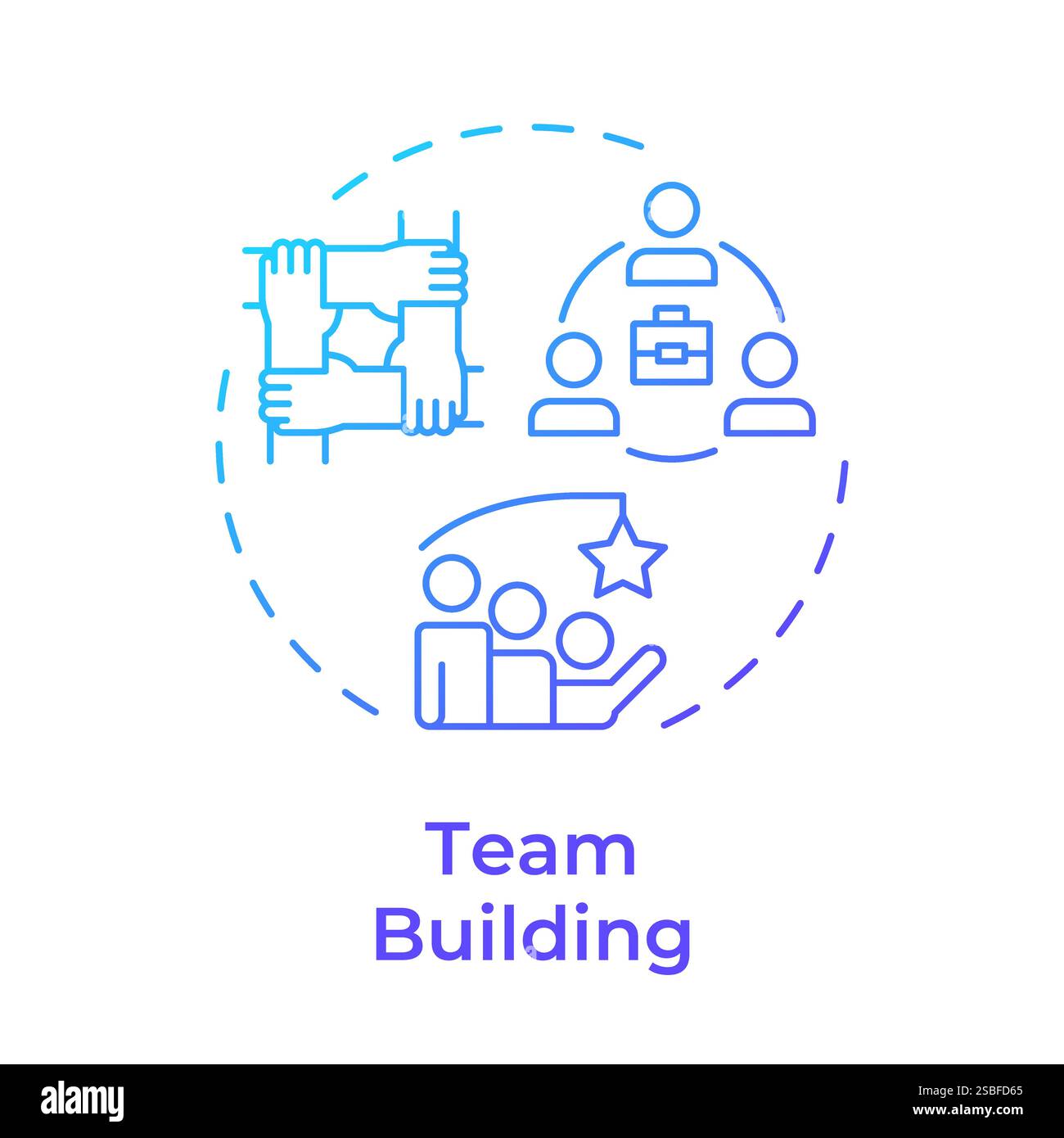 Icona concetto gradiente blu team building Illustrazione Vettoriale