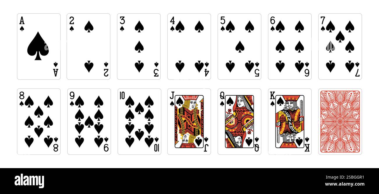 Set di carte da poker con sfondo bianco isolato. Poker che gioca a carte Illustrazione Vettoriale