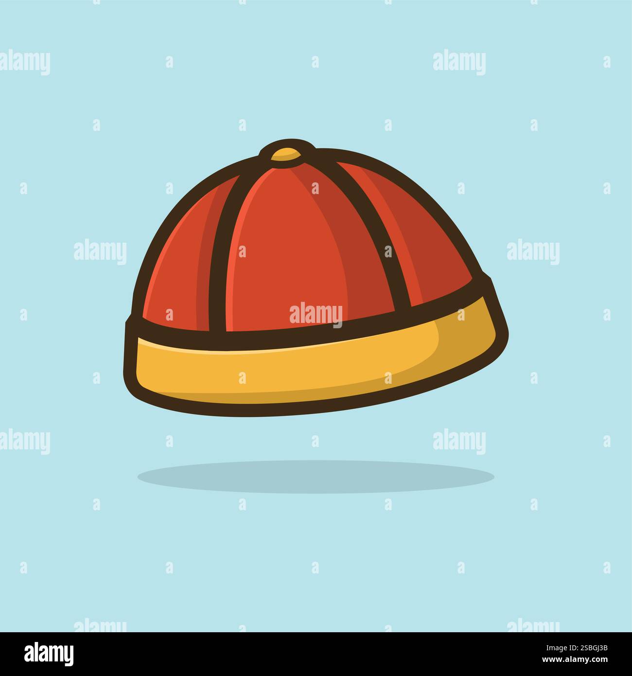 Vettore cappello cinese, icona di Capodanno cinese design piatto Illustrazione Vettoriale