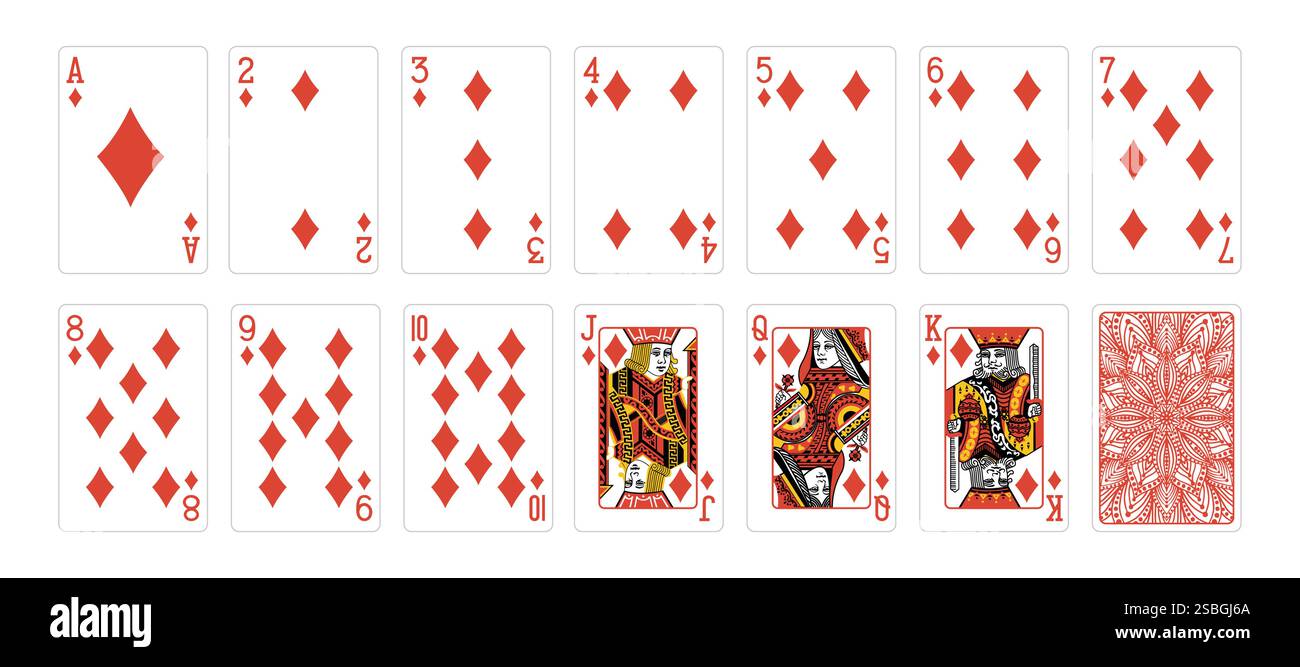 Set di carte da poker con sfondo bianco isolato. Poker che gioca a carte Illustrazione Vettoriale