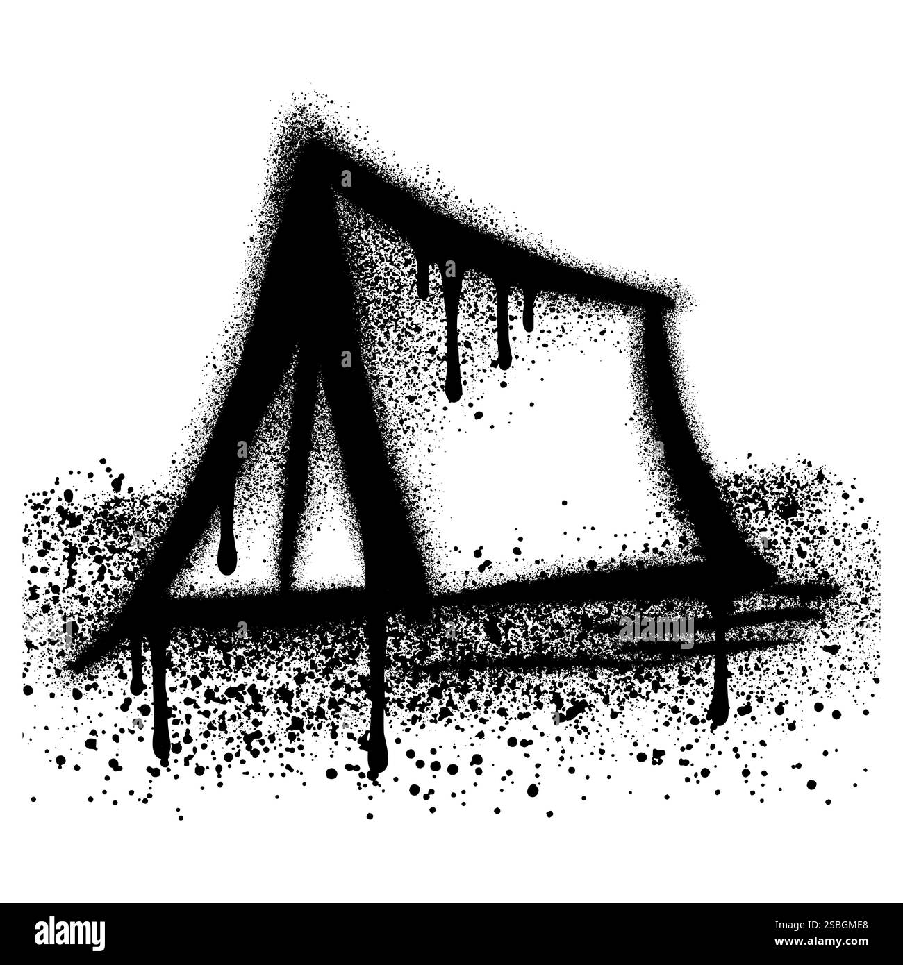 graffiti da campeggio con vernice spray nera. illustrazione vettoriale. Illustrazione Vettoriale