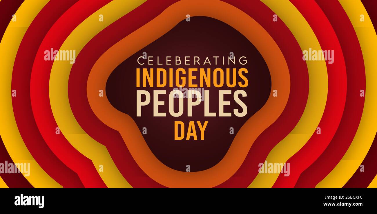 Banner illustrativo per la celebrazione della giornata dei popoli indigeni. Foto Stock