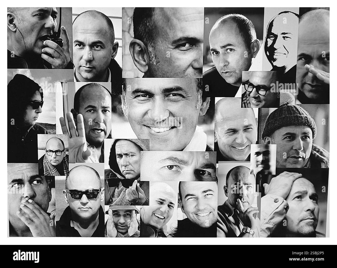 Un colage di primi piani del regista Ferzan Ozpetek realizzato con gli scatti effettuati da Romolo Eucalitto su diversi set diretti dal cineasta italo-turco Foto Stock