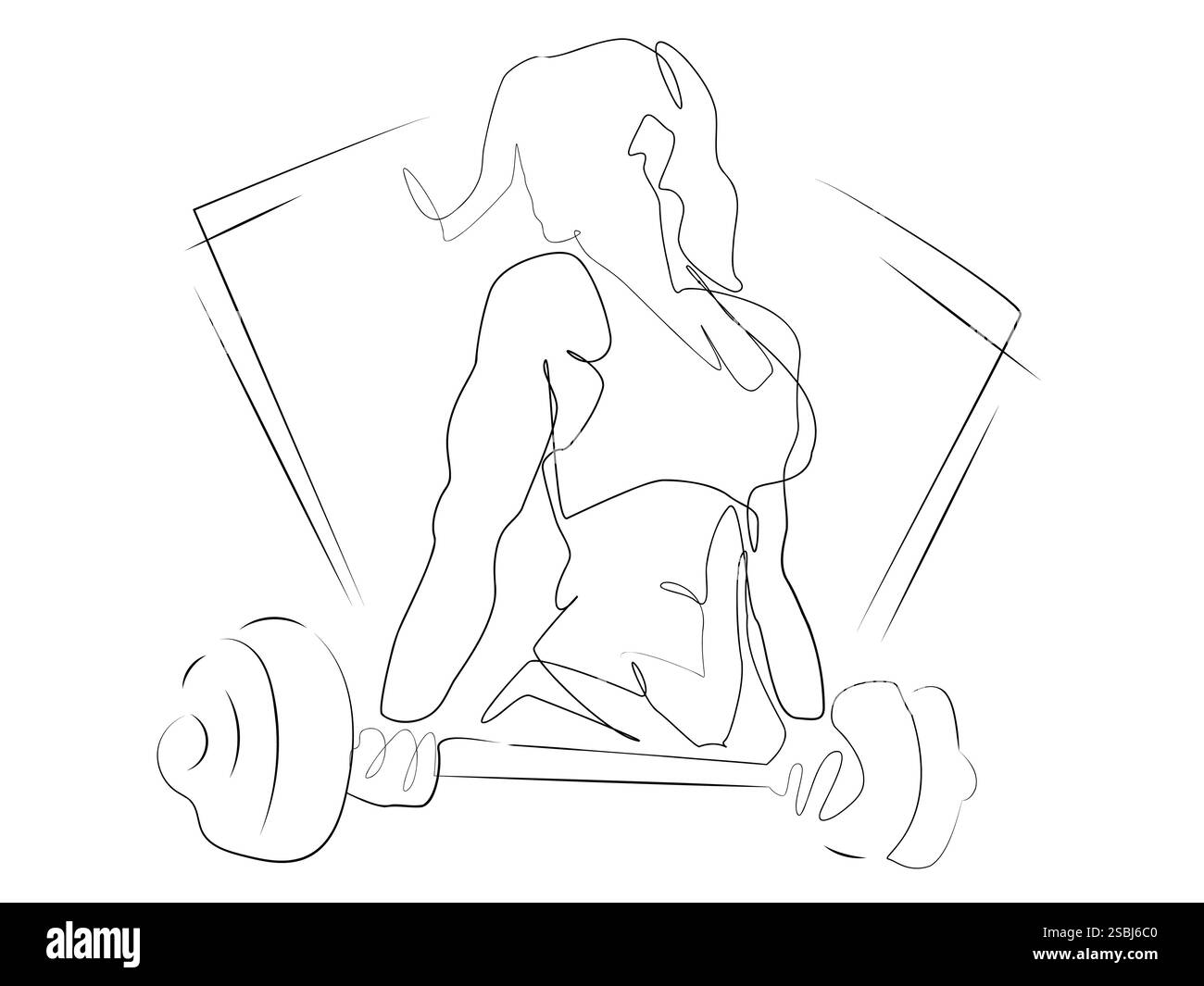Sollevatore di pesi donna in preparazione per un sollevamento in palestra, concentrandosi sull'allenamento di forza e il fitness Illustrazione Vettoriale