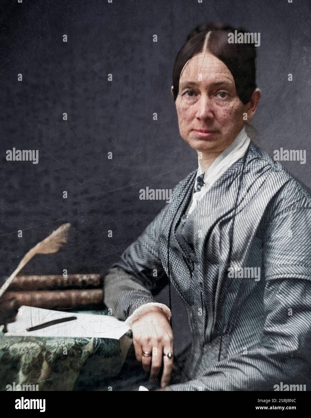 Dorothea Dix (1802-1887) è stata una sostenitrice americana a nome dei malati mentali indigenti che, attraverso un programma vigoroso e sostenuto di lobbismo legislativo statale e il Congresso degli Stati Uniti, creò la prima generazione di asili mentali americani. Daguerreotipo, c. 1849. Colorato. Foto Stock