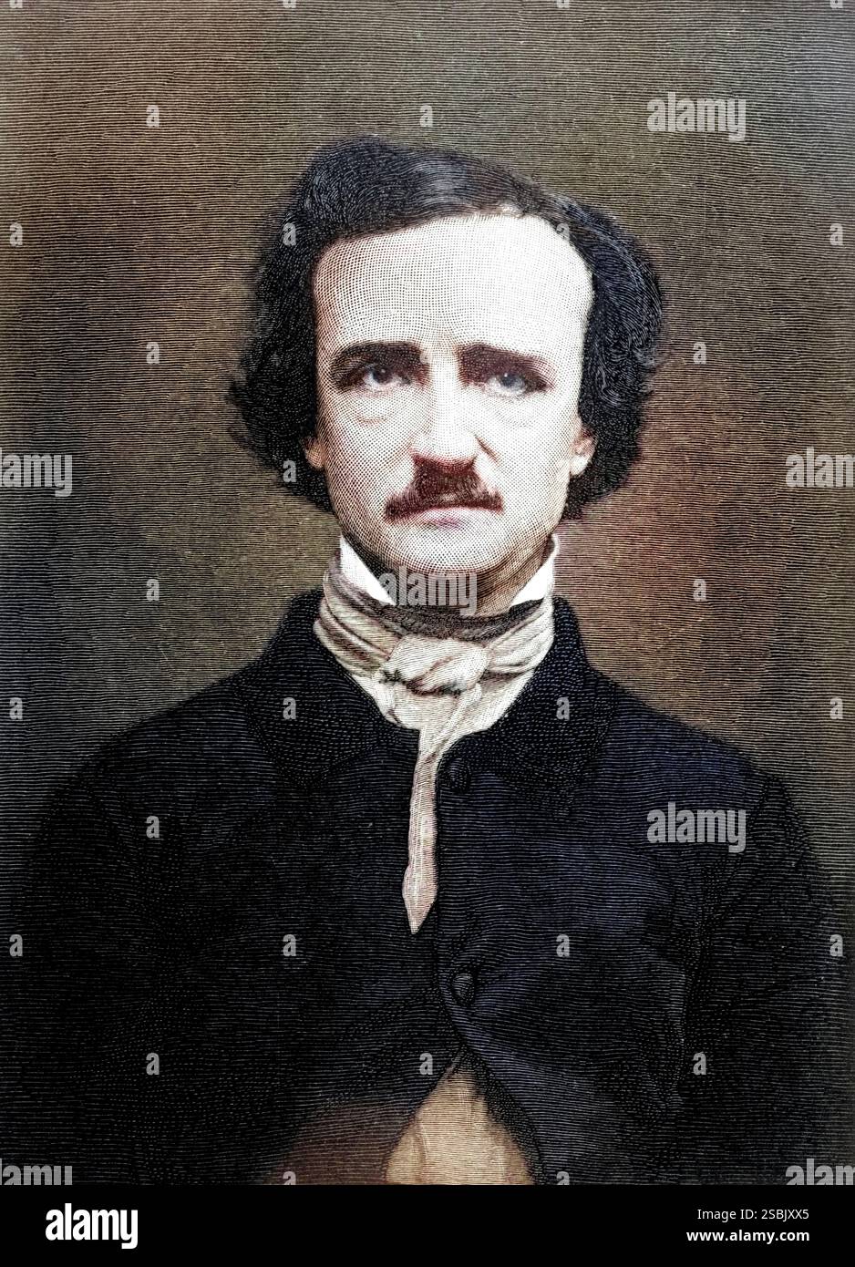 1840S Ritratto Edgar Allan PoE 1809-1849 Macabre Gotico poeta scrittore autore critico Foto Stock