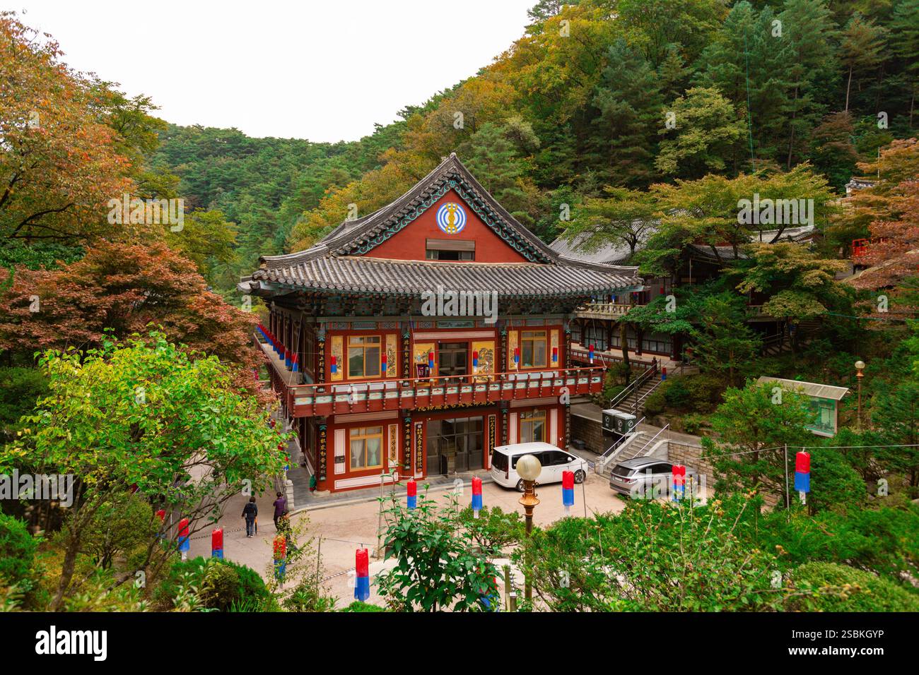 Dettagli del Monastero di Guinsa e del Tempio nella Contea di Danyang, Corea del Sud Foto Stock
