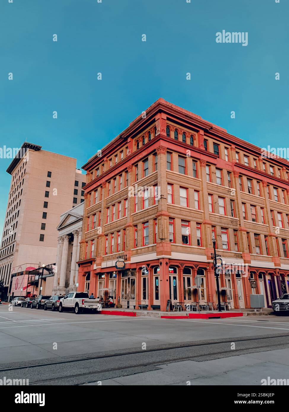 edificio architettonico vecchio mondo a galveston, texas - Immagine stock catturata con smartphone