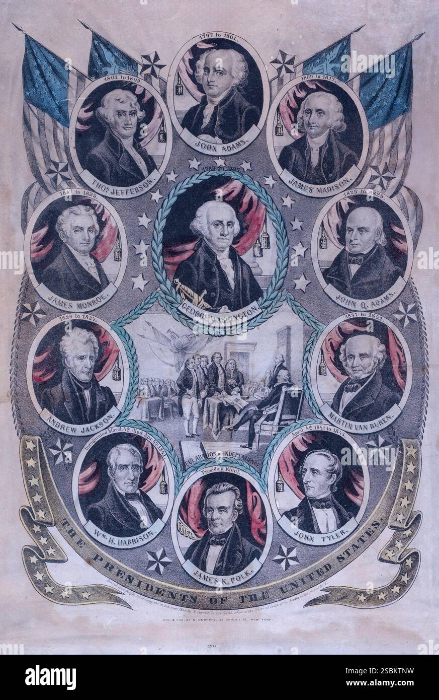 Presidents of the United States George Washington, 22 feb 1732 - 14 dic 1799 John Adams, 30 ott 1735 - 4 lug 1826 Thomas Jefferson, 13 apr 1743 - 4 lug 1826 James Madison, 16 mar 1751 - 28 giu 1836 James Monroe, 28 apr 1758 - 4 lug 1831 John Quincy Adams, 11 lug 1767 - 23 feb 1848 Andrew Jackson, 15 mar 1767 - 8 giu 1845 Martin Van Buren, 5 dic 1782 - 24 lug 1862 William Henry Harrison, 9 feb 1773 - 4 apr 1841 John Tyler, 29 mar 1790 - 18 gen 1862 James Knox Polk, 2 nov 1795 - 15 giu 1849 Foto Stock