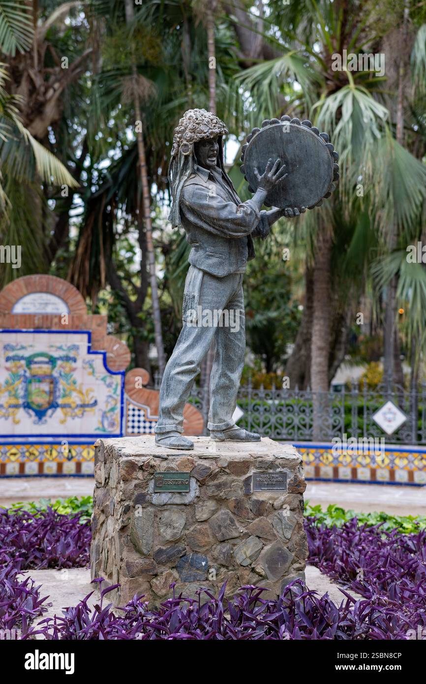 La statua del Fiestero nel Parque de Malaga, Spagna Foto Stock