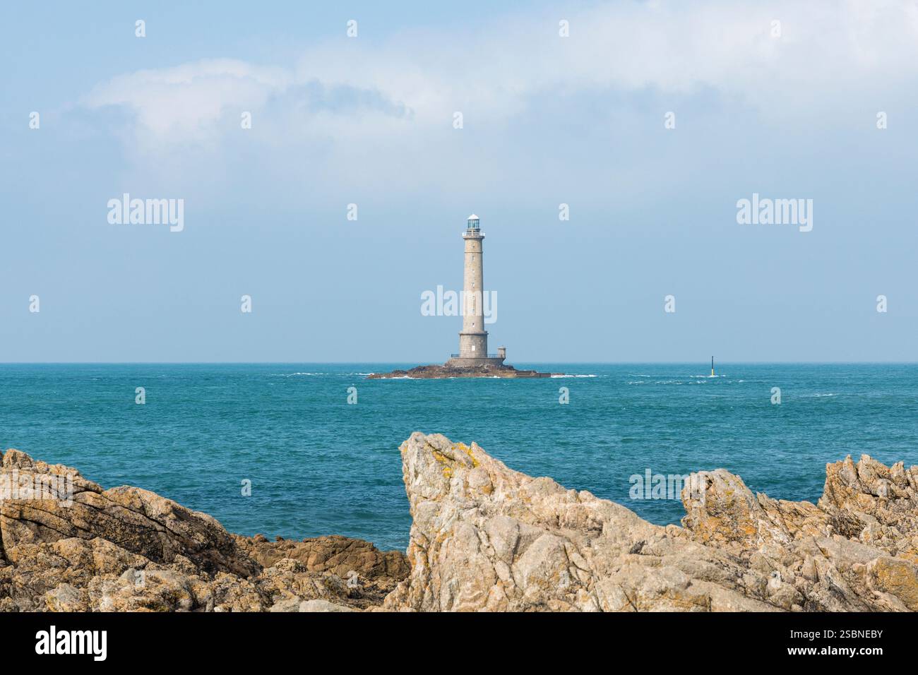 Faro di Goury, Normandia, Francia, scogliera in primo piano Foto Stock