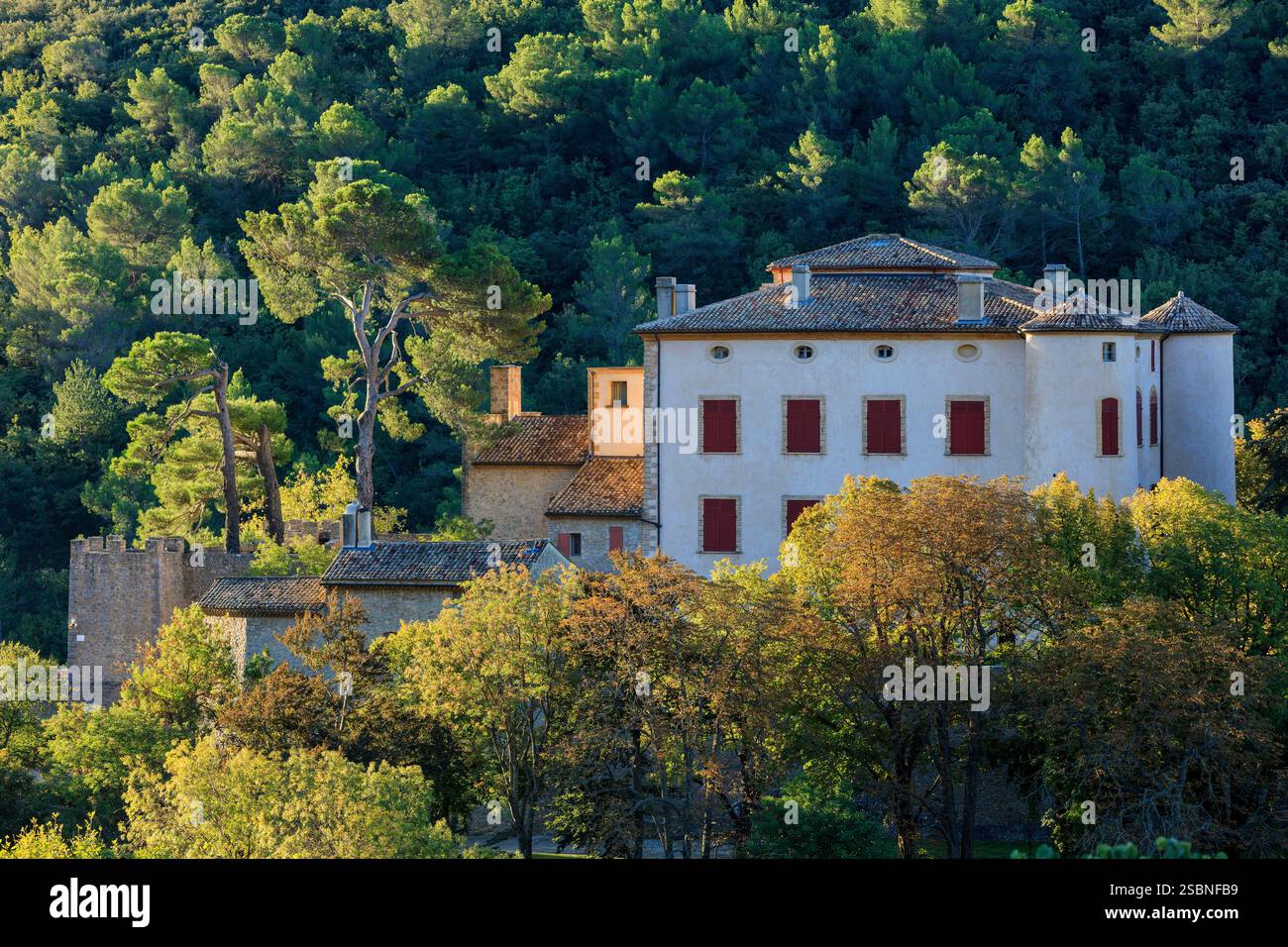 Francia, Bouches du Rhone, Pays d'Aix, Grand Site Sainte Victoire, Vauvenargues, Château de Vauvenargues (XIII secolo), Monumento storico, Château di Pablo Picasso Foto Stock