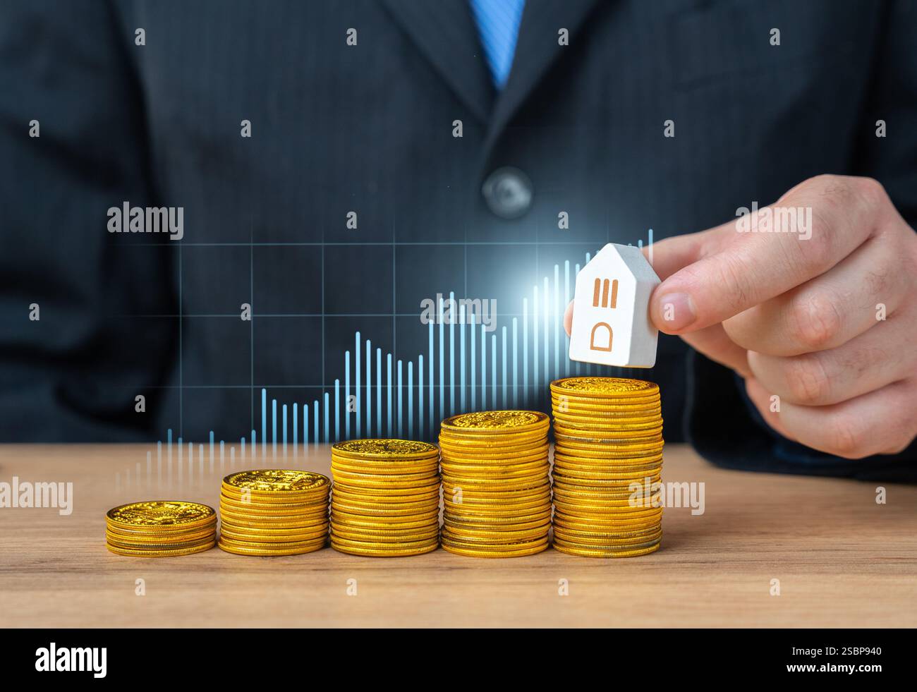 Utili sugli investimenti nella costruzione e nella vendita di alloggi. Proteggete le risorse, incrementate il reddito ed espandete le opportunità finanziarie. Crescita del mercato. Foto Stock