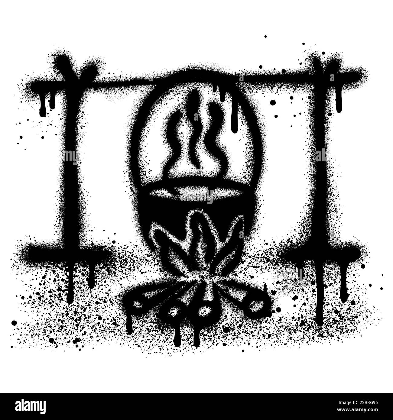 graffiti sul fuoco con vernice spray nera. illustrazione vettoriale. Illustrazione Vettoriale