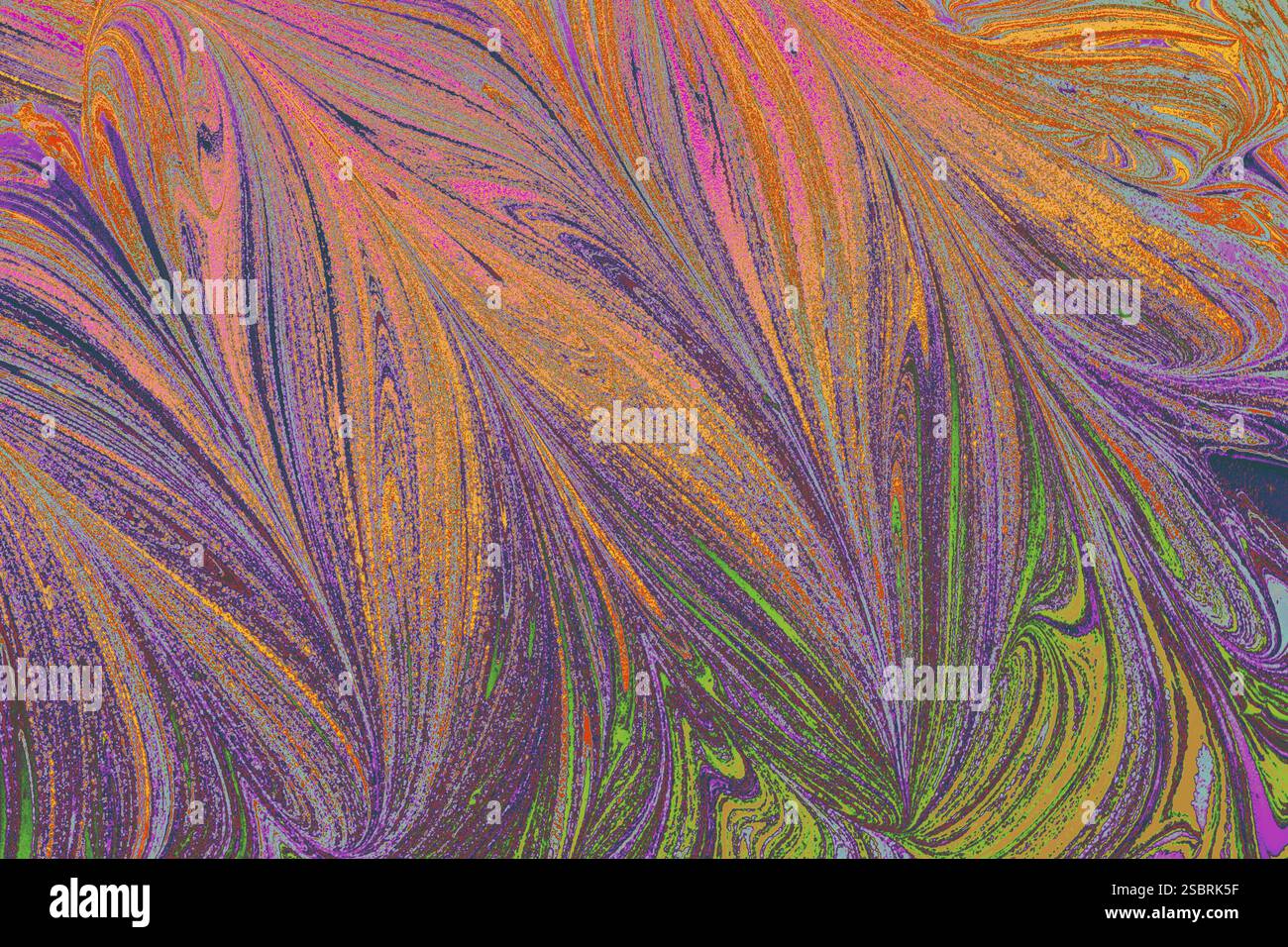 Bella arte astratta di tecniche di pittura di marbling Ebru sull'acqua con vernici acriliche Foto Stock