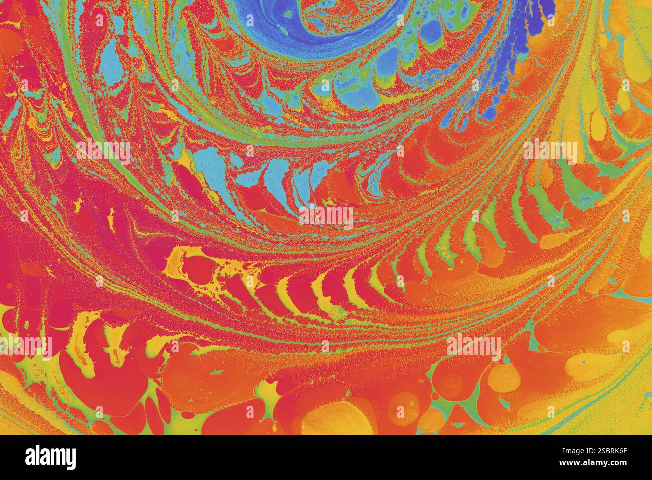 Bella arte astratta di tecniche di pittura di marbling Ebru sull'acqua con vernici acriliche Foto Stock