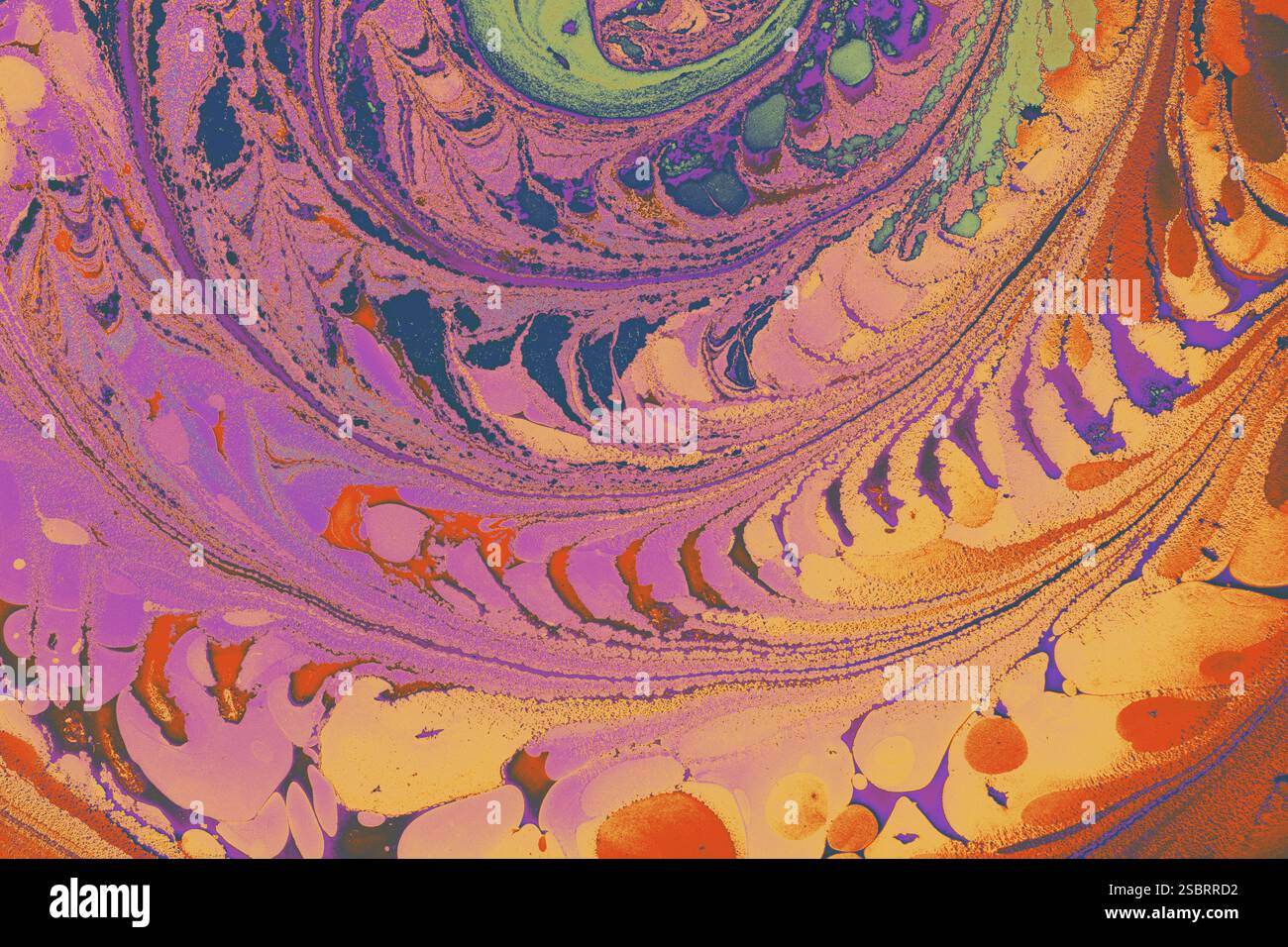 Bella arte astratta di tecniche di pittura di marbling Ebru sull'acqua con vernici acriliche Foto Stock