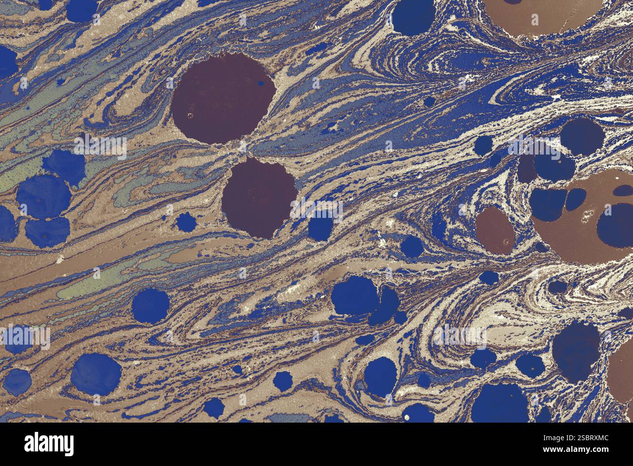 Bella arte astratta di tecniche di pittura di marbling Ebru sull'acqua con vernici acriliche Foto Stock