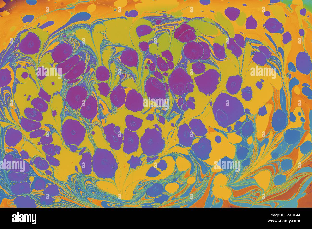 Bella arte astratta di tecniche di pittura di marbling Ebru sull'acqua con vernici acriliche Foto Stock