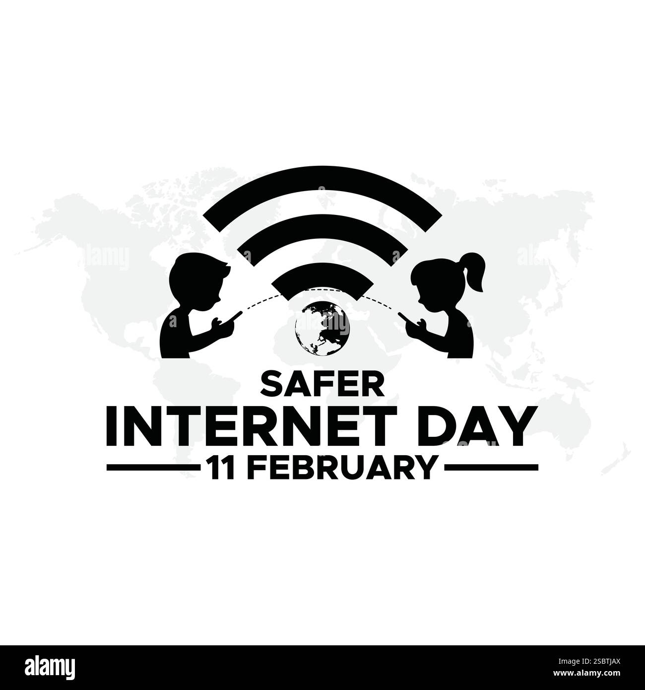 Safer Internet Day, 11 febbraio, Safer Internet Day celebrato ogni anno il 6 febbraio. Design vettoriale, volantino, poster e modello di social media. Illustrazione Vettoriale