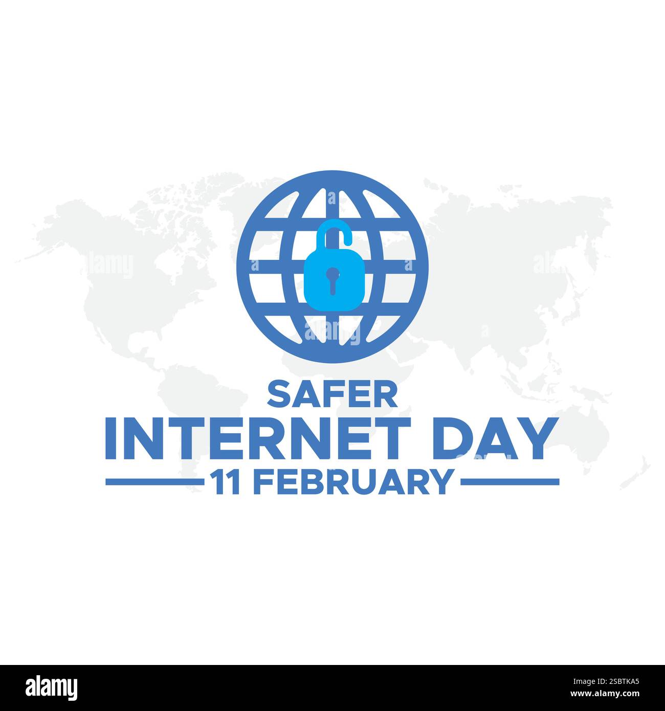 Safer Internet Day, 11 febbraio, Safer Internet Day celebrato ogni anno il 6 febbraio. Design vettoriale, volantino, poster e modello di social media. Illustrazione Vettoriale